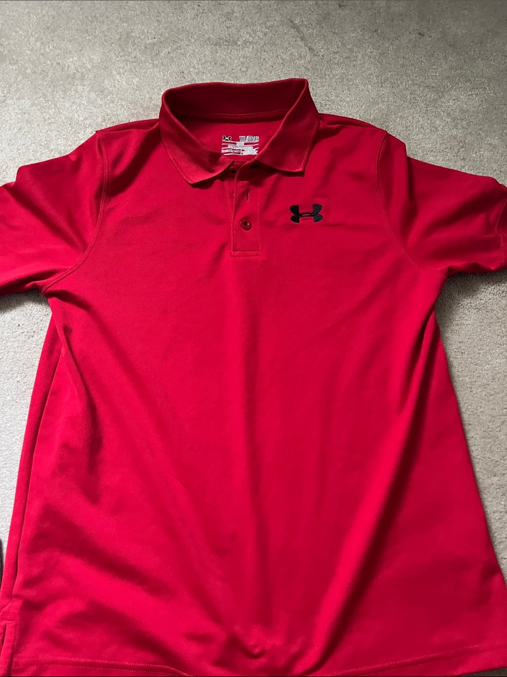 Like new- Under Armour Red Boys XL  Polo with Black Logo